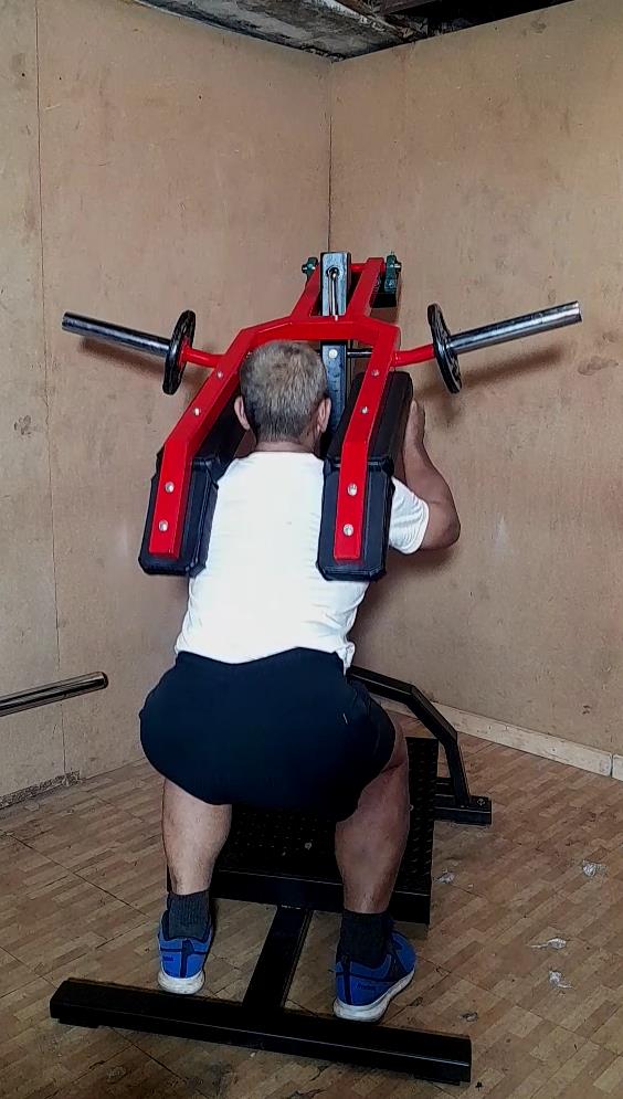 Flat Squat on Leverage Squat-Calf Station