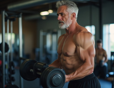 over 40-year old man weight training