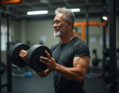 over 40-year old man weight training