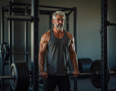 over 40-year old man weight training